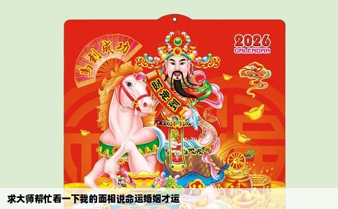 求大师帮忙看一下我的面相说命运婚姻才运